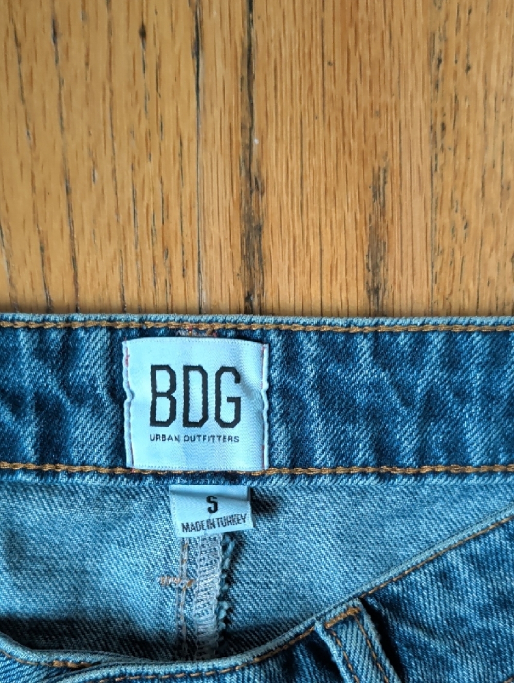 BDG Washed Blue Distressed Denim Mini Skirt - Picture 2 of 5